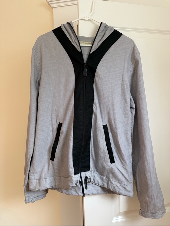Balenciaga Other - BALENCIAGA PARIS Striped Cotton-Silk Hooded Zip Jacket — Size 54 (Men’s L/XL)